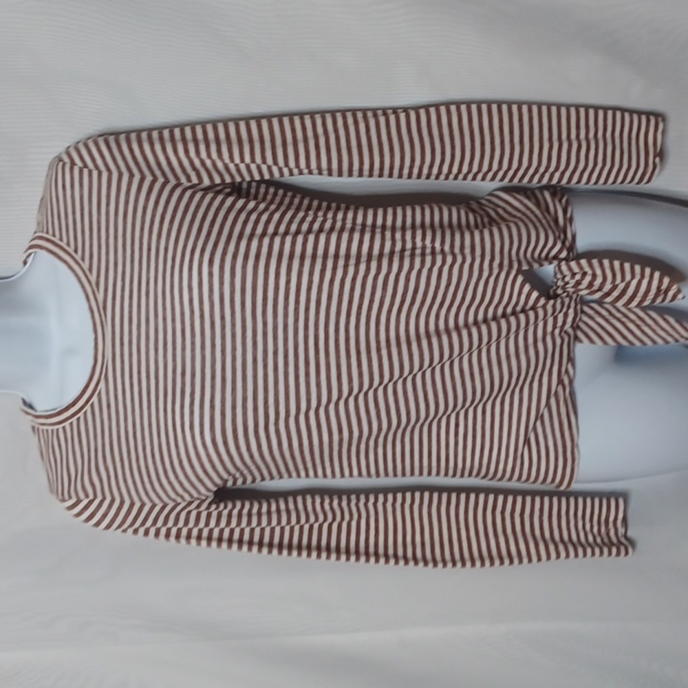 Madewell Crew Neck Stripe Tie Bottom   Top Lyocell, Linen Cotton Blend.  XS